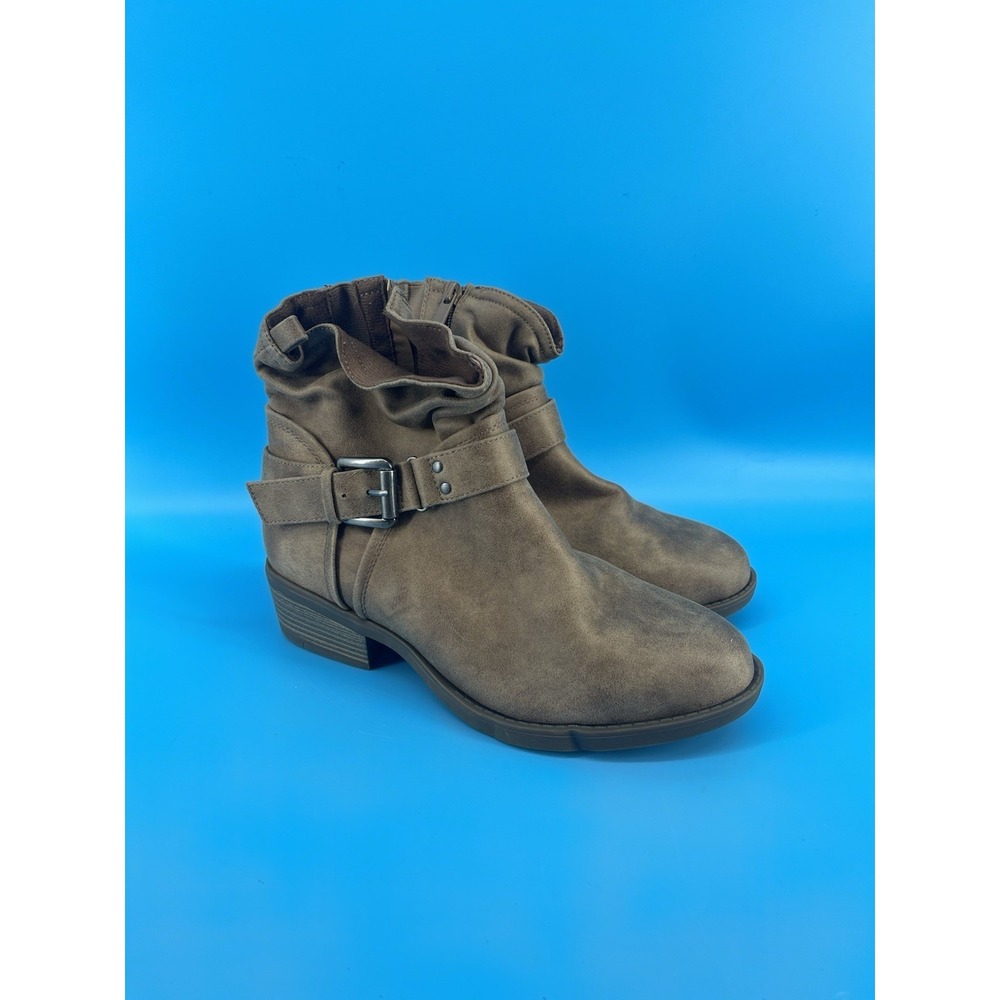 Torrid Women's Taupe Slouch Moto Ankle Boots Buckle Zip Size 9.5WW